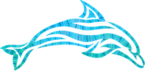 Artistry In Mosaics Fusion Islander Dolphin Porcelain Pool Design 21" x 42"